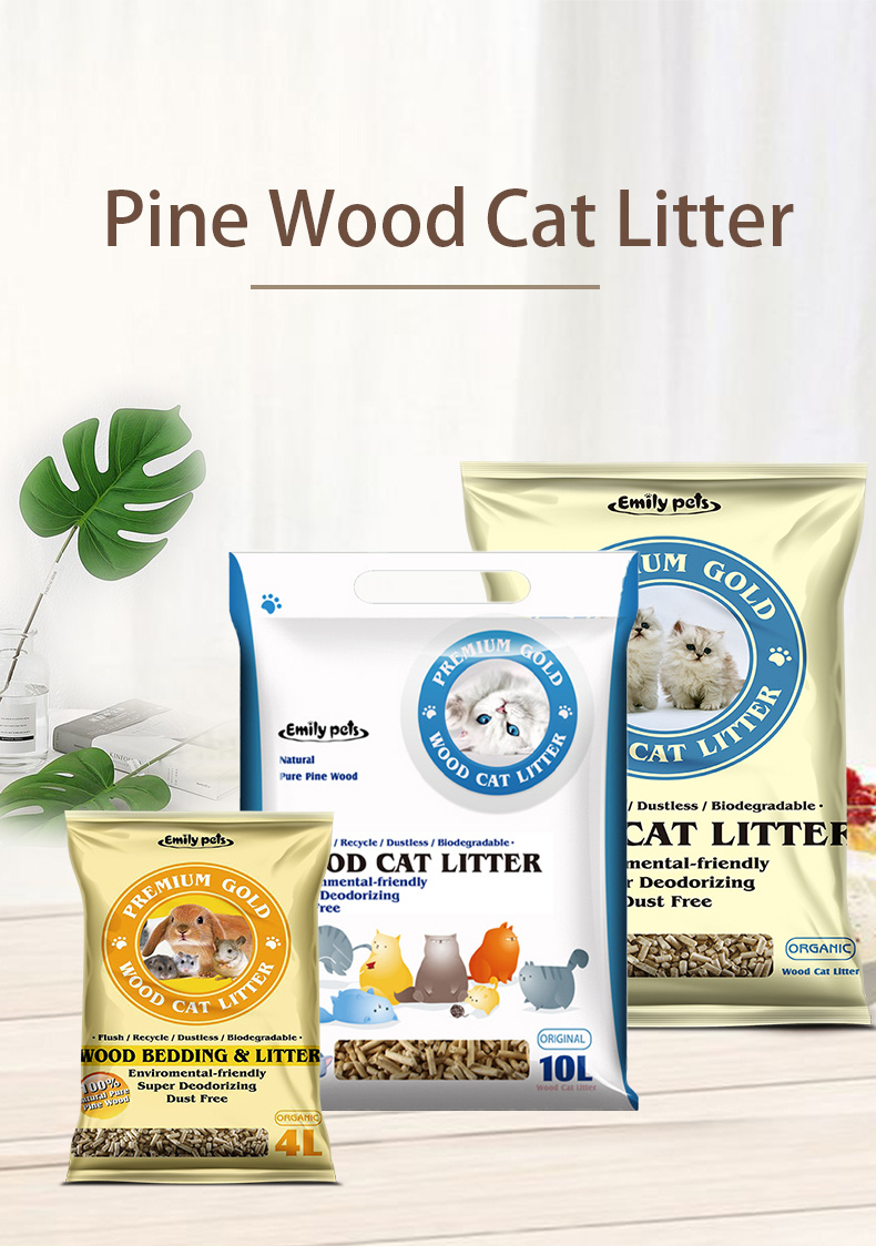 Emily Pets Natural Comfortable Pet Beds Bulk Pine Wood Cat Litter Wholesale