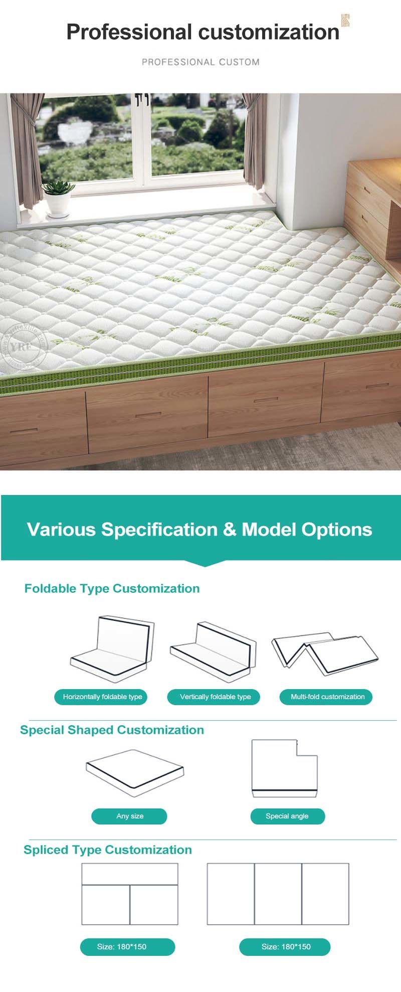Home Latex Sleeping Tatami Triple Folded Detachable Washable 6cm Single Bed