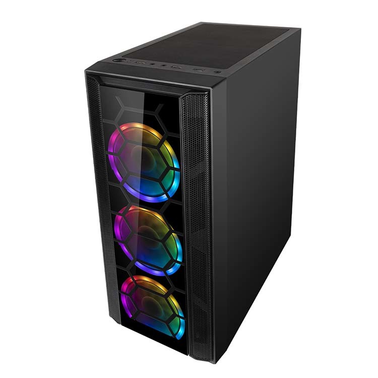 F07 Desktop PC Gabinete for Gaming with Acrylic Side Panel