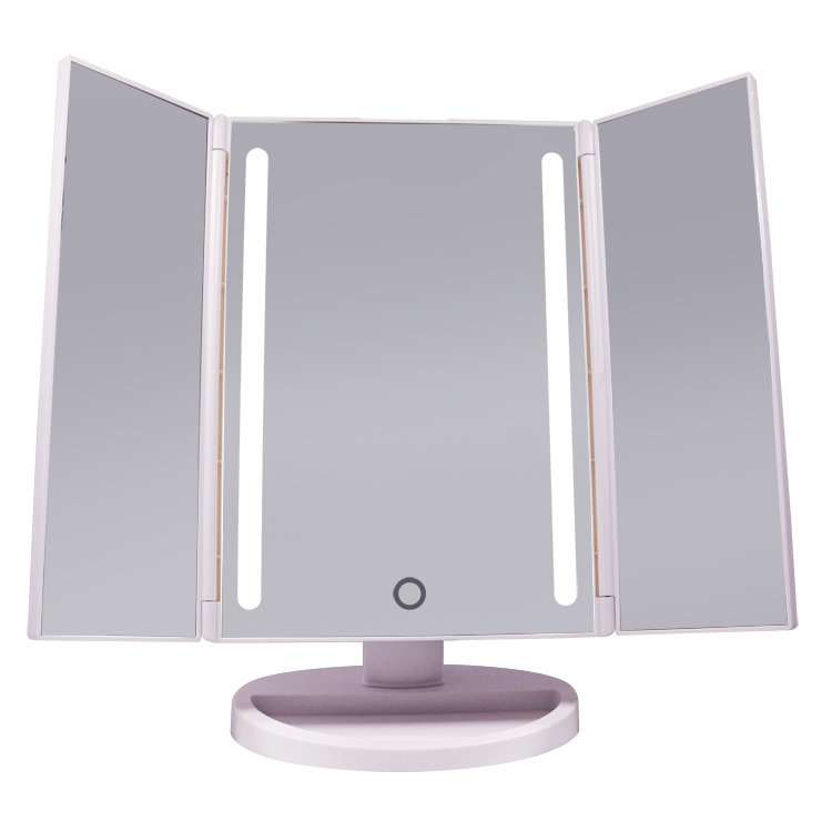 Custom Colors Trifold LED Makeup Touch Luxury Vanity Mirror
