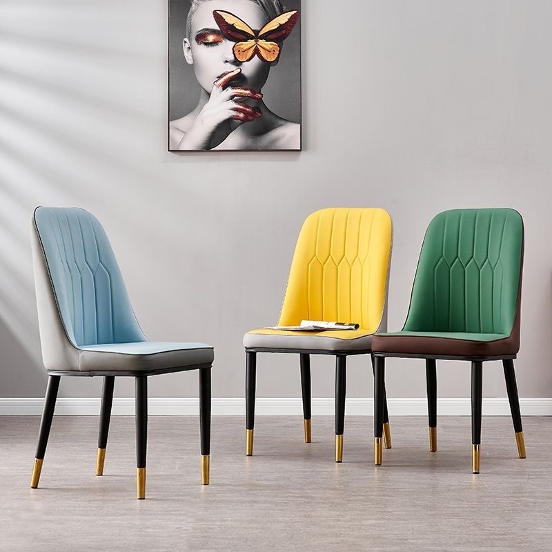 Modern China Wholesale Furniture Metal Steel Legs Leather Dining Chairs