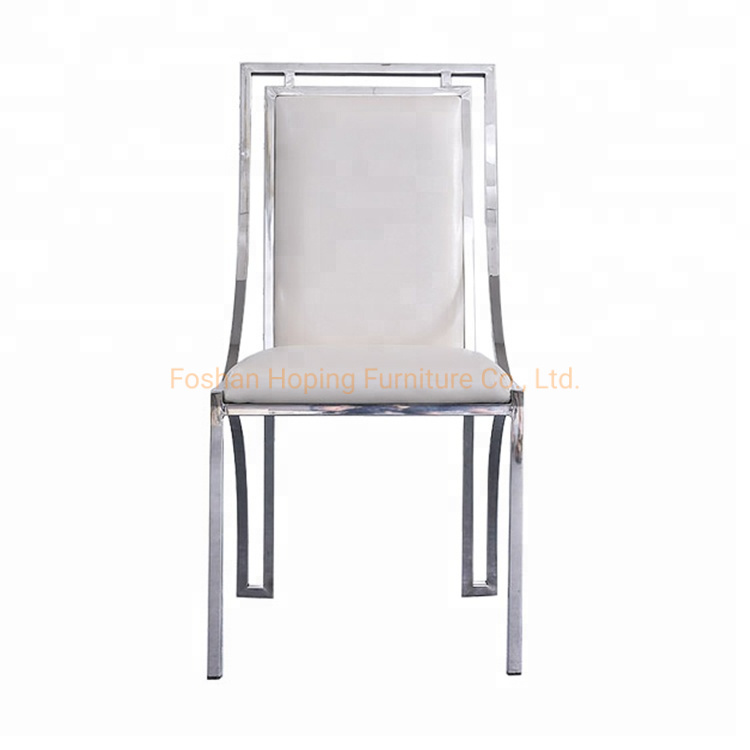 Hotel Leisure Chair Luxury Modern Leather Chair Silver Metal Restaurant Dining Chair