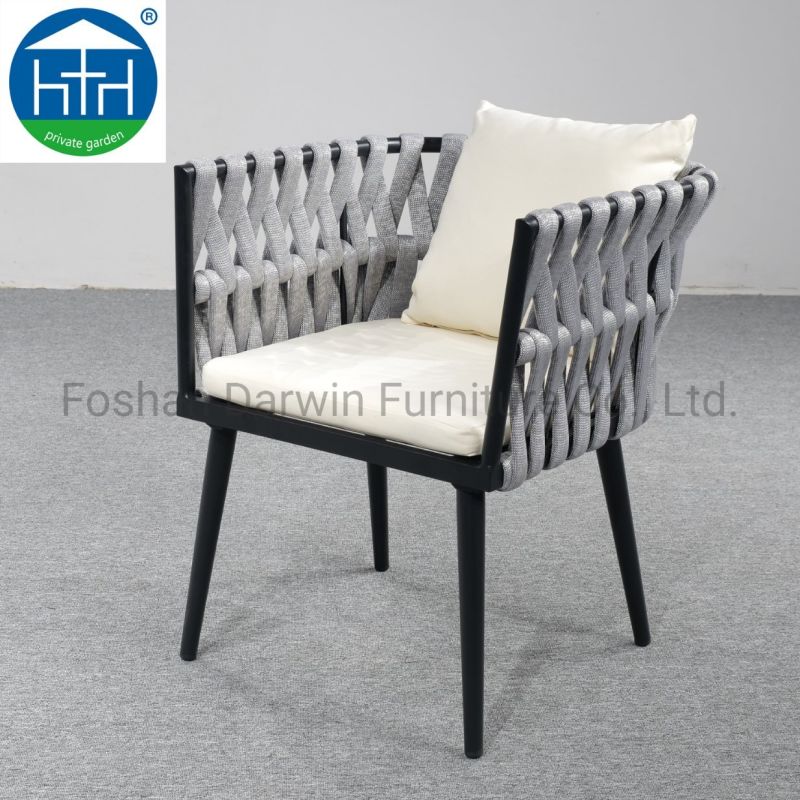 Hot Sale Portable Dining Chair Rope Woven Cafe Chair Garden Patio Leisure Furniture C