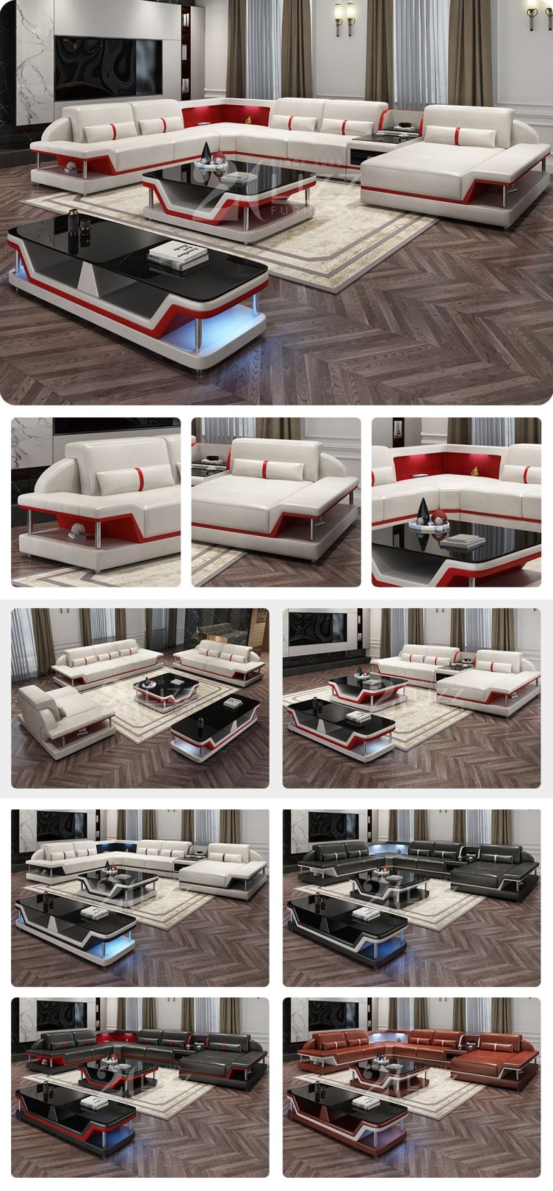 Italian Modern Design Home Lounge Sectional Leather Sofa Furniture