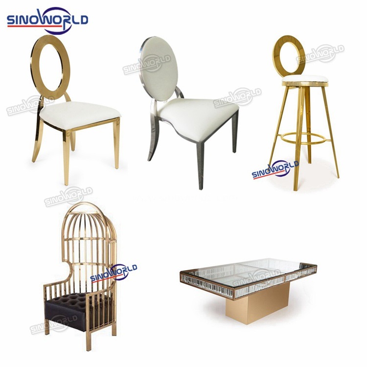 Luxury Furniture Hotel Events Party Gold Wedding Stainless Steel Chair