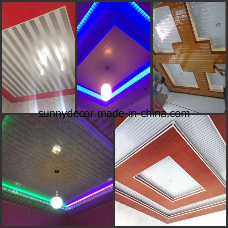 One Groove Wooden Color PVC Ceiling Panels, Plastic Wall Panel, Cielo Raso De PVC