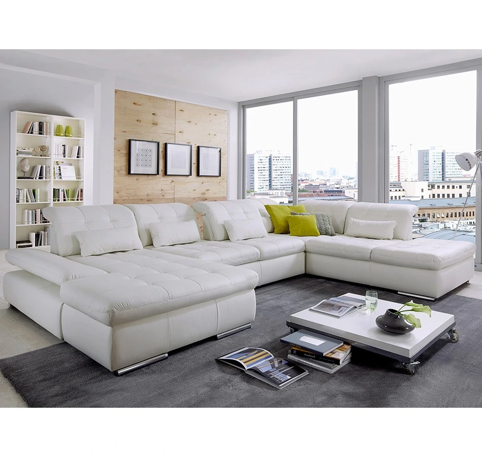 Italian Style Sofa Set Living Room Furniture Latest Design Corner Leather Sofa
