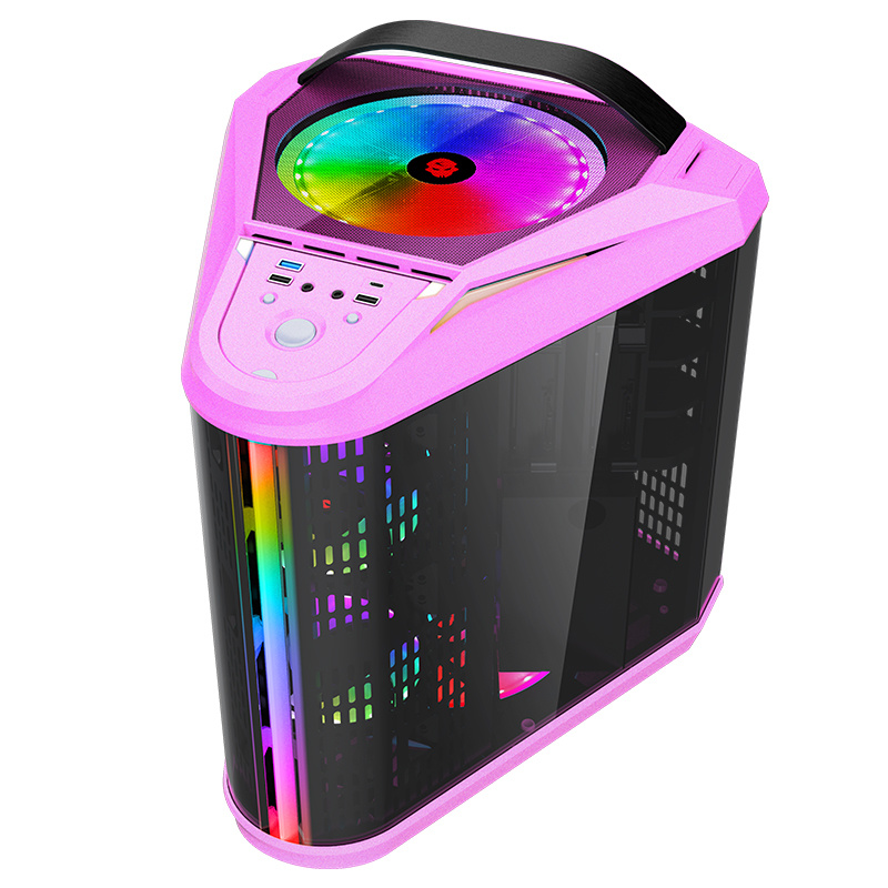 Pink Triangle RGB ATX Tower Computer Cases Gaming PC Desktop Case