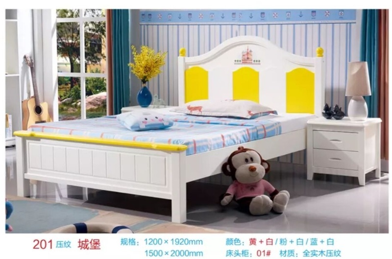 Single Beds Wooden Bed Children Small Size Bed Headboard and Frame