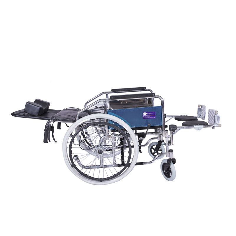 Foldable High Back Orthopedic Manual Wheelchair with Reclining Backrest