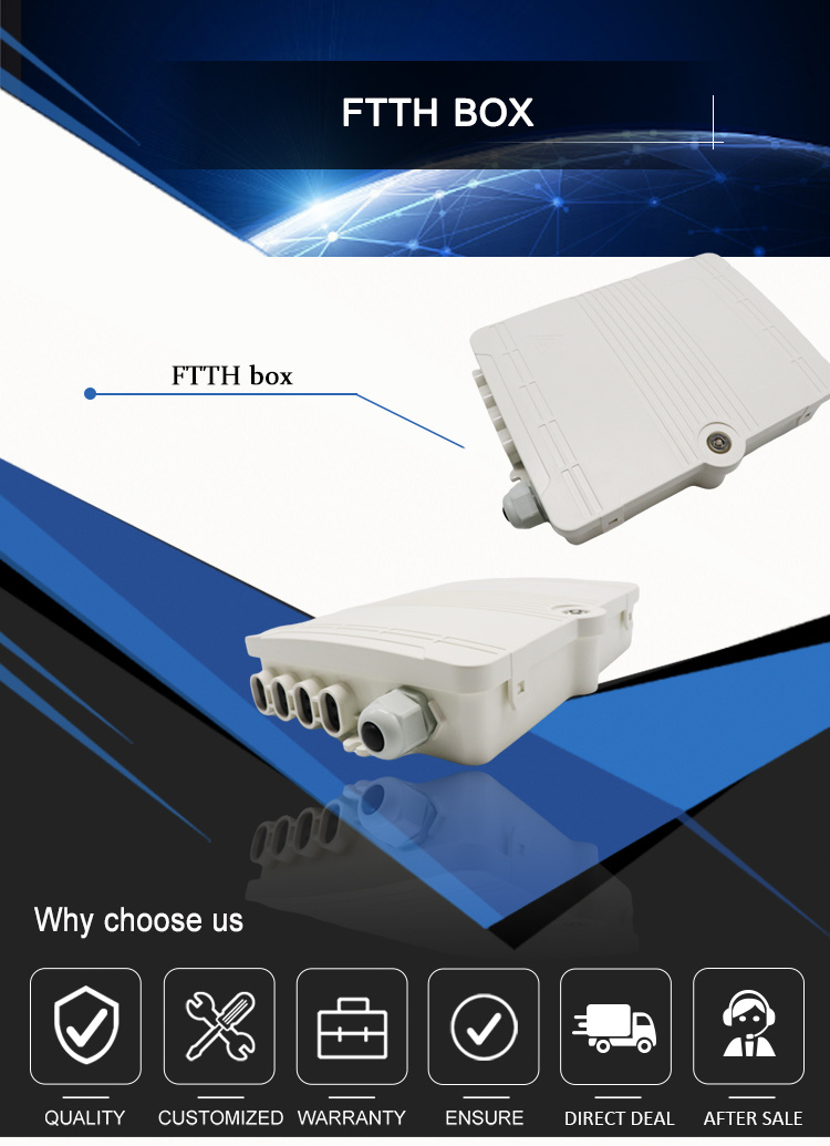 FTTH 4 Core Plastic Fiber Access Terminal Box Outdoor 4 Ports Waterproof Fiber Junction Box