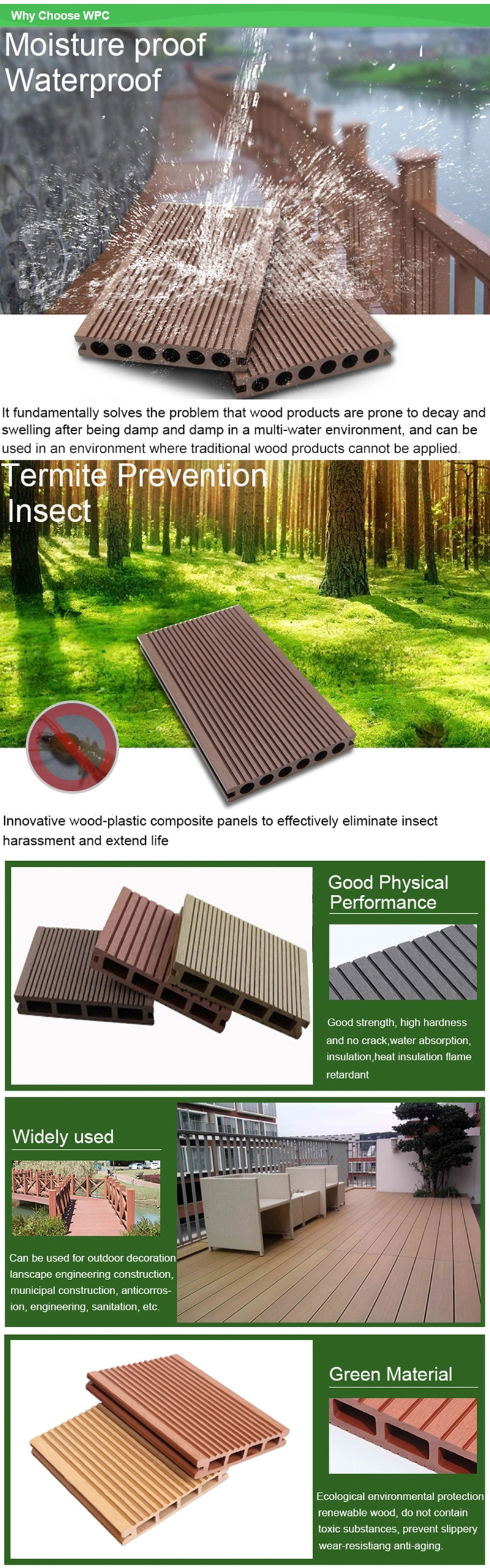 WPC Hard Wood Flooring China Floor Tiles Landscape Decoration