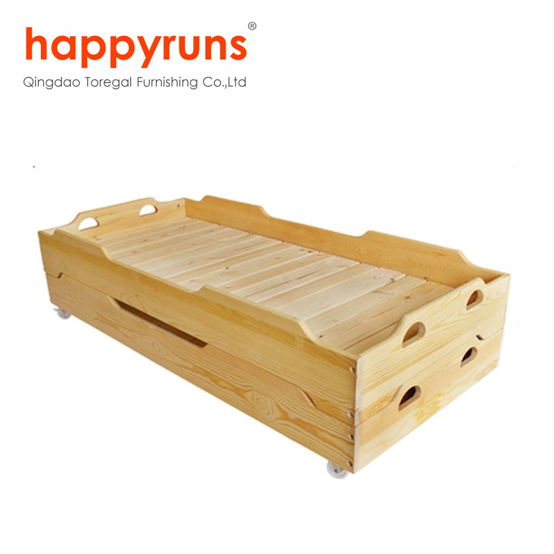 Children Wooden Single Bed for Preschool Nursery Kids Stackable Bed