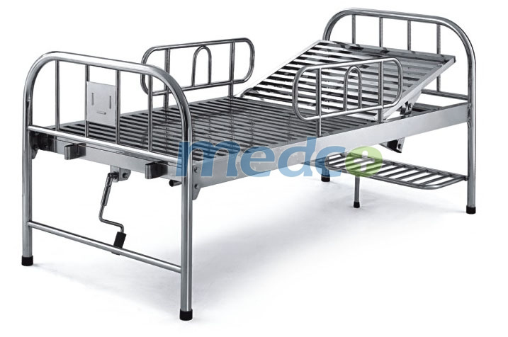 Single Crank Stainless Steel Manual Hospital Bed