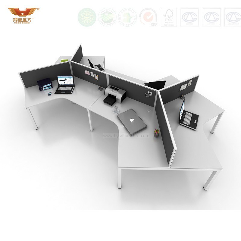 Modern White High Quality Steel Legs Curved Office Workstation