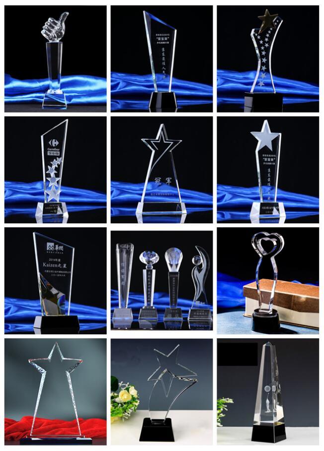 Octagonal Glass Crystal Trophy Award Shield