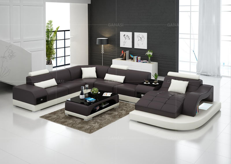 Sectional Contemporary Sofa Set Family Room Leather Sofa