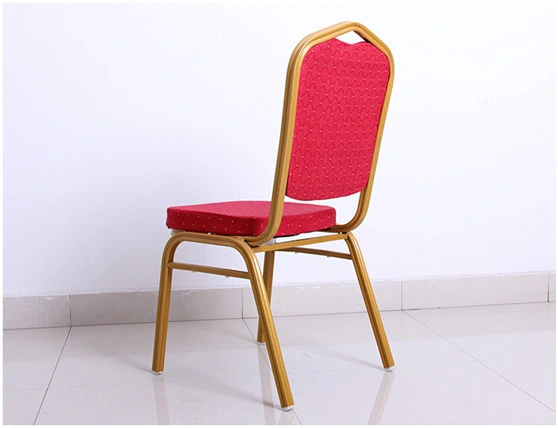 Wedding Red Fabric Hetal Dining Restaurant Dining Stackable Banquet Chair