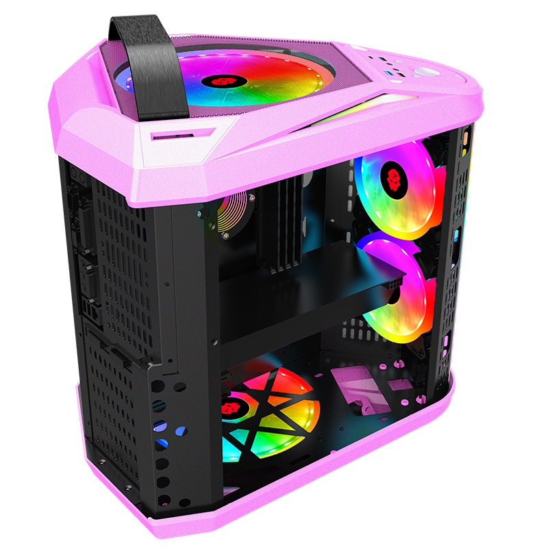 Pink Triangle RGB ATX Tower Computer Cases Gaming PC Desktop Case