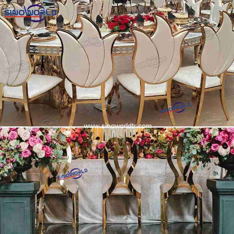 Gold Wedding Event Banquet Dining Chair Golden Stainless Steel Chair
