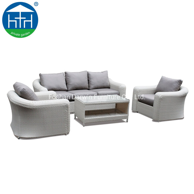 Luxury PE Rattan Outdoor Garden Wicker Aluminum Patio Sofa Lounge with Wide Arm