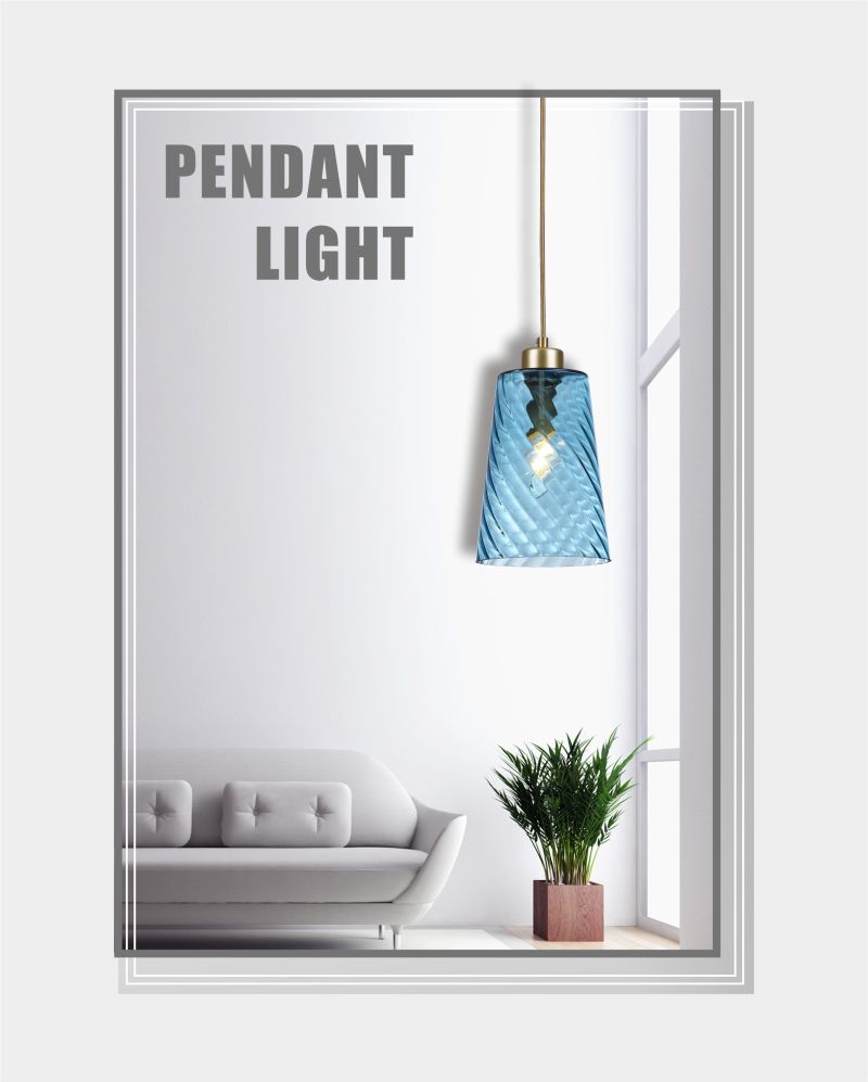 Creative Blue hanging Glass Lampshade Modern Pendant Lamp for Decoration