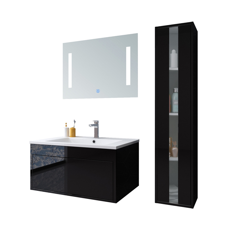 Modern Bathroom Vanities with LED Mirror and Side Cabinet