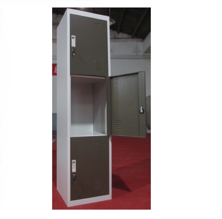 Practical Cold Rolled Steel 3 Door Storage Clothes Wardrobe Iron Almirah Cabinet 1 Line Metal Locker