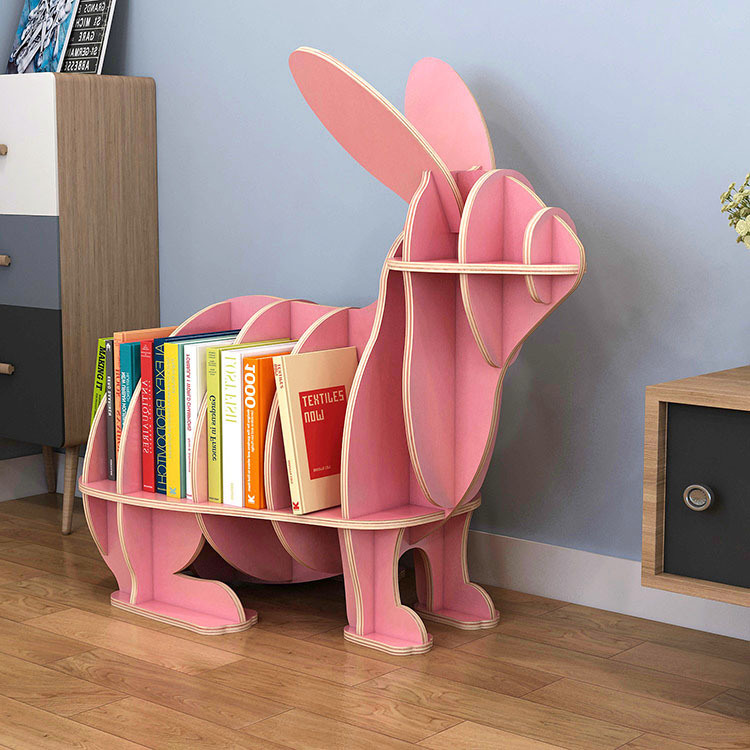 Portable Children Bookcase, Wooden Bookshelf, Colorful Kids Book Shelf