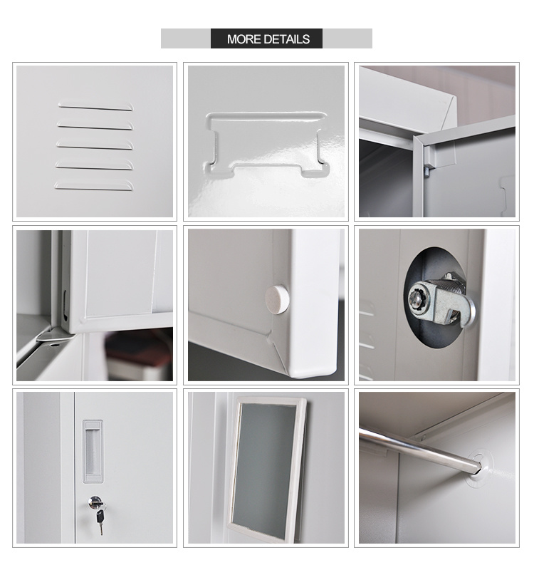 Practical Cold Rolled Steel 3 Door Storage Clothes Wardrobe Iron Almirah Cabinet 1 Line Metal Locker