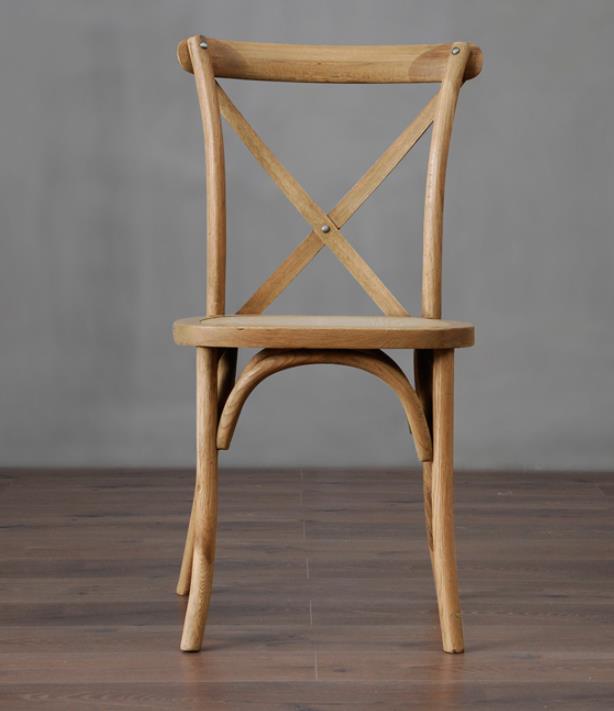 American Rustic Loft Industrial Retro Style Oak Cross-Back Dining Chairs
