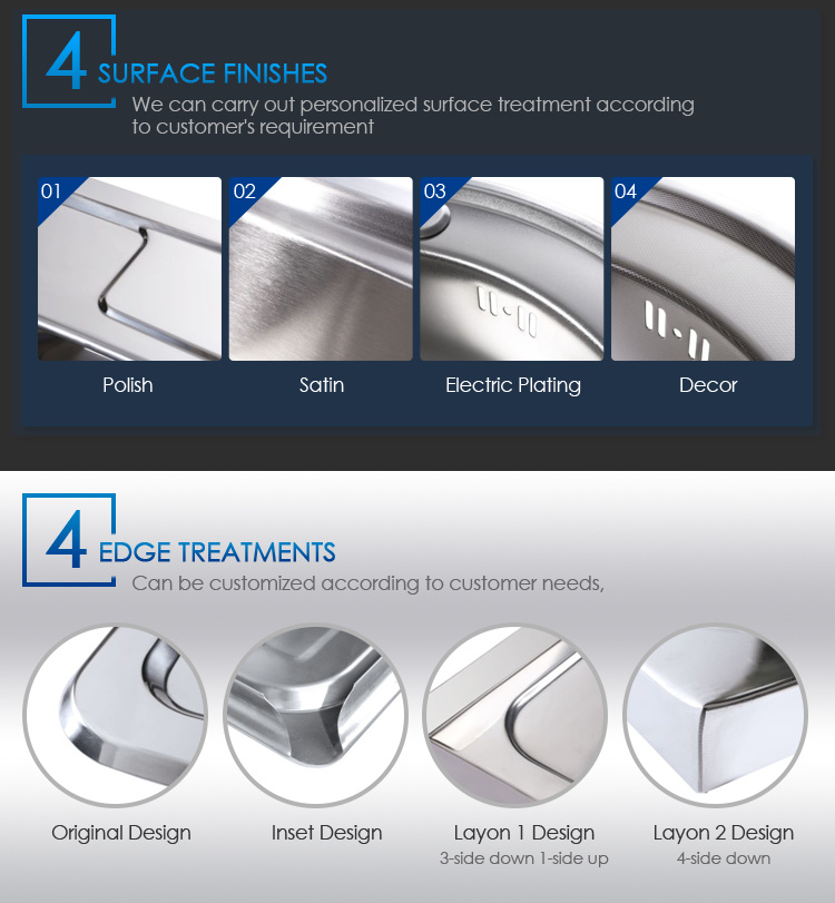 Practical Kitchen Furniture Stainless Steel Sink with Kitchen Accessories 630*490mm