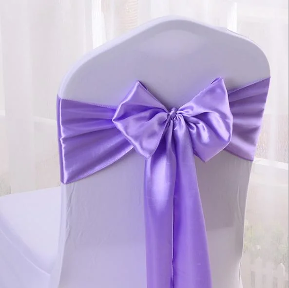 Wholesale Hotel Wedding Event Banquet Satin Chair Ribbon/Chair Sash/Chair Back Flower Chair Cover Bow