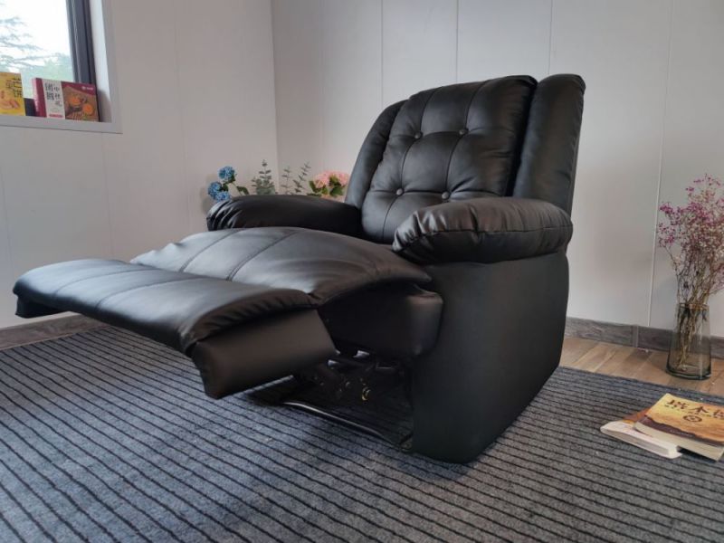 Button Design Living Room Furniture Manual Recliner PU Sofa