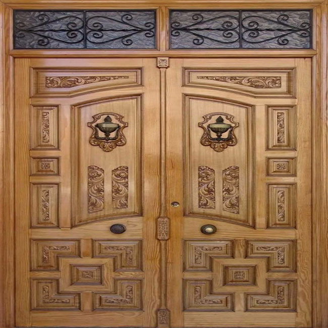Hardwood Doors Double Doors Wood Front Doors with Glass