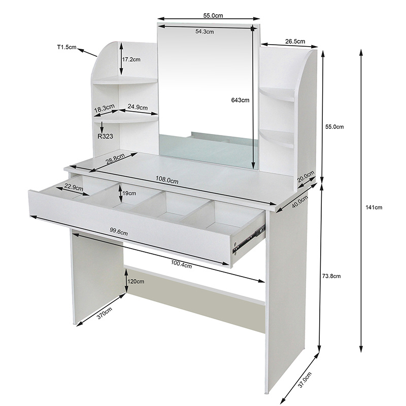 Modern Dressing Table with Mirrors MDF Dressing Table