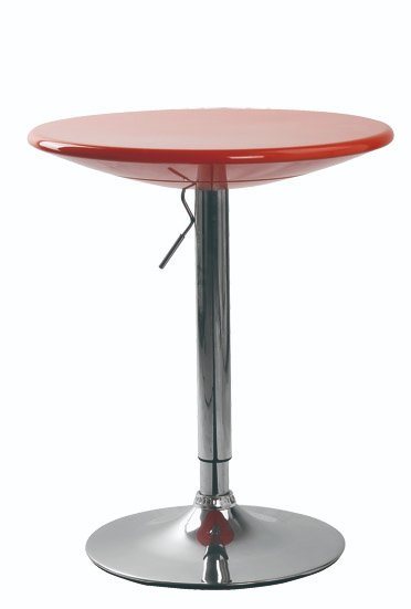 Red Color ABS Table Top Chrome Base Bar Table