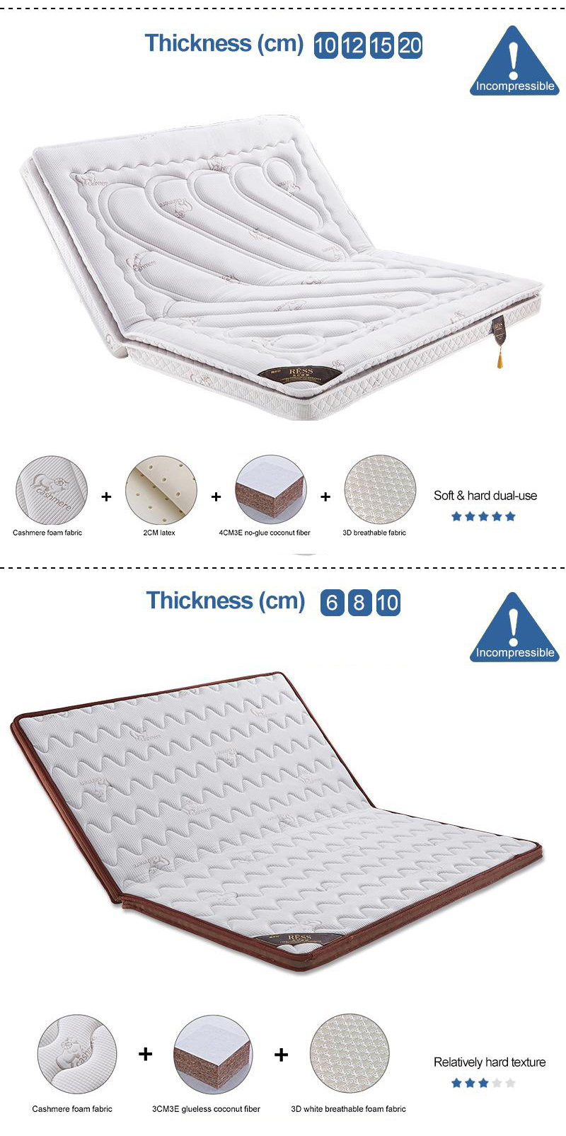 Home Latex Bed Mattress Folding Thick 15cm Single Bed
