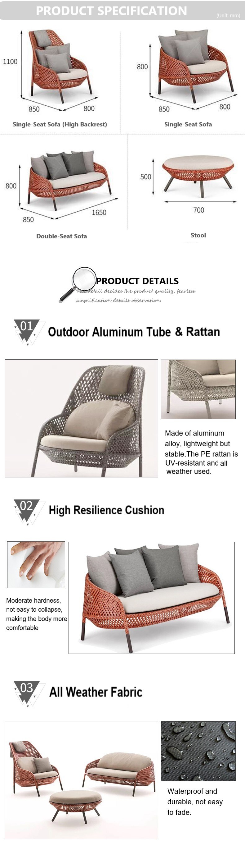 Outdoor Handmade Rattan Furniture Garden Furniture Pation Sofa Set