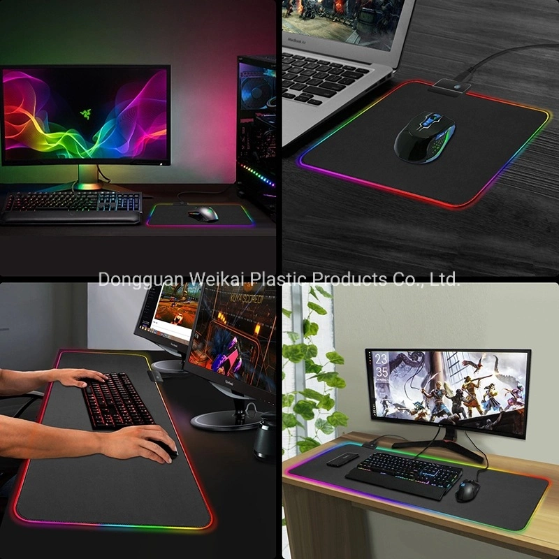 Custom Glowing RGB LED Gaming Non-Slip USB Mouse Pad Office Desk Mat