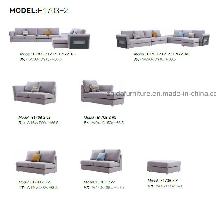 Hot Sale Modern Big Sectional Fabric Sofa Set
