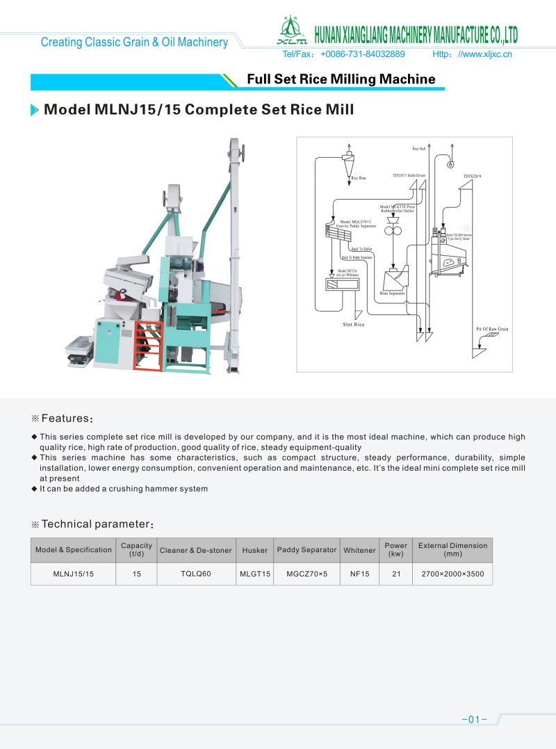 Top Quality Rice Mill Plant Manufacture Supply for Series Rice Milling Machine