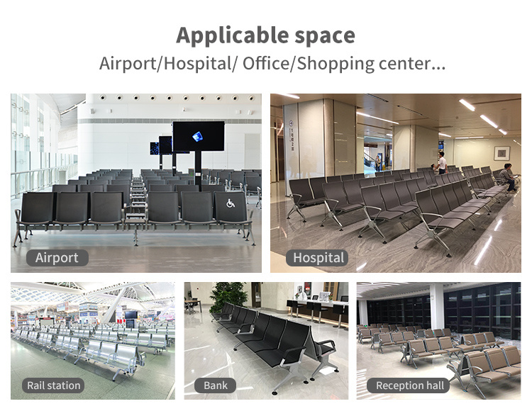 Airport Hospital Reception Waiting Room Seating PU 3 Seater Chair Bench
