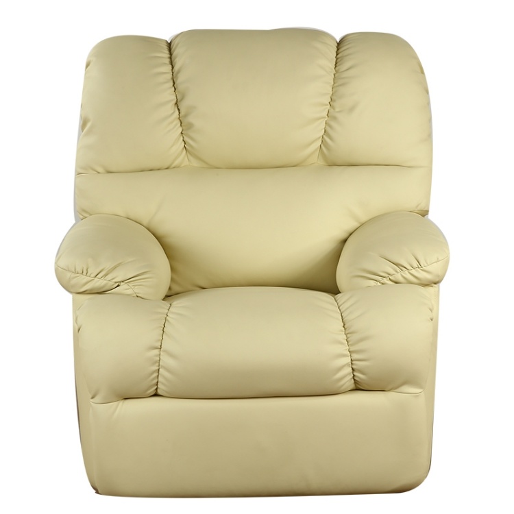 Beige PU Leather Sofa with European Simple Style Manual Recliner
