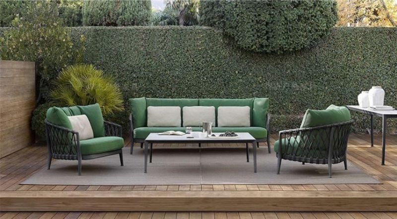 Braided Rope Outdoor Aluminum Frame Garden Furniture Patio Sofa Set