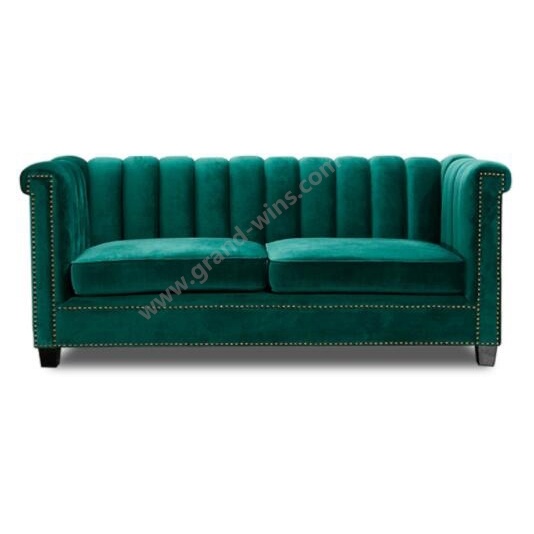Hotel Furniture Pleated-Back Sofa Fabric Couch Fabric Waiting Bench