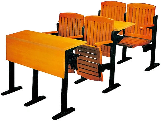 University Classroom Desk and Chair Sets Folding Wooden Lecture Room College Desks and Chairs