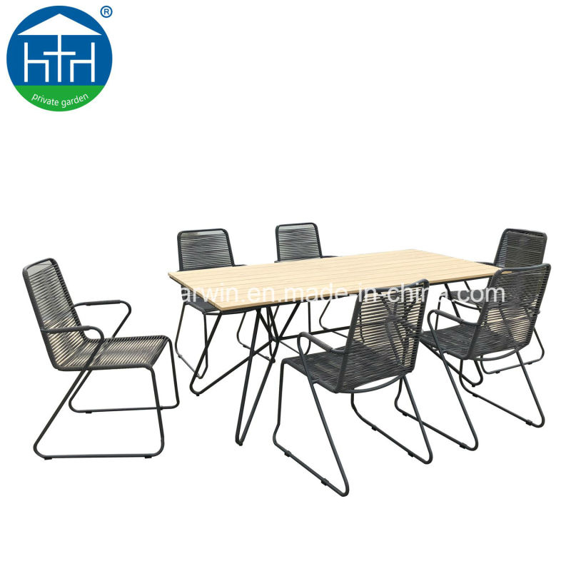 Factory Direct Sale Outdoor Patio Furniture of Mesh Chairs and Plastic Wood Table