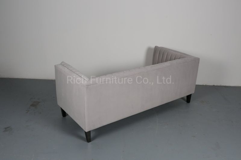Living Room Pleated Back Sofa Fabric Couch
