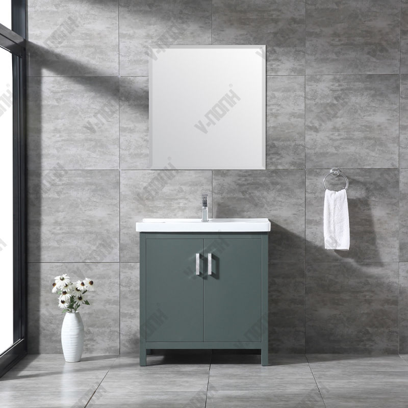 24inch Dark Grey Solid Wood Floor Mounted Bathroom Vanity, Cabinet